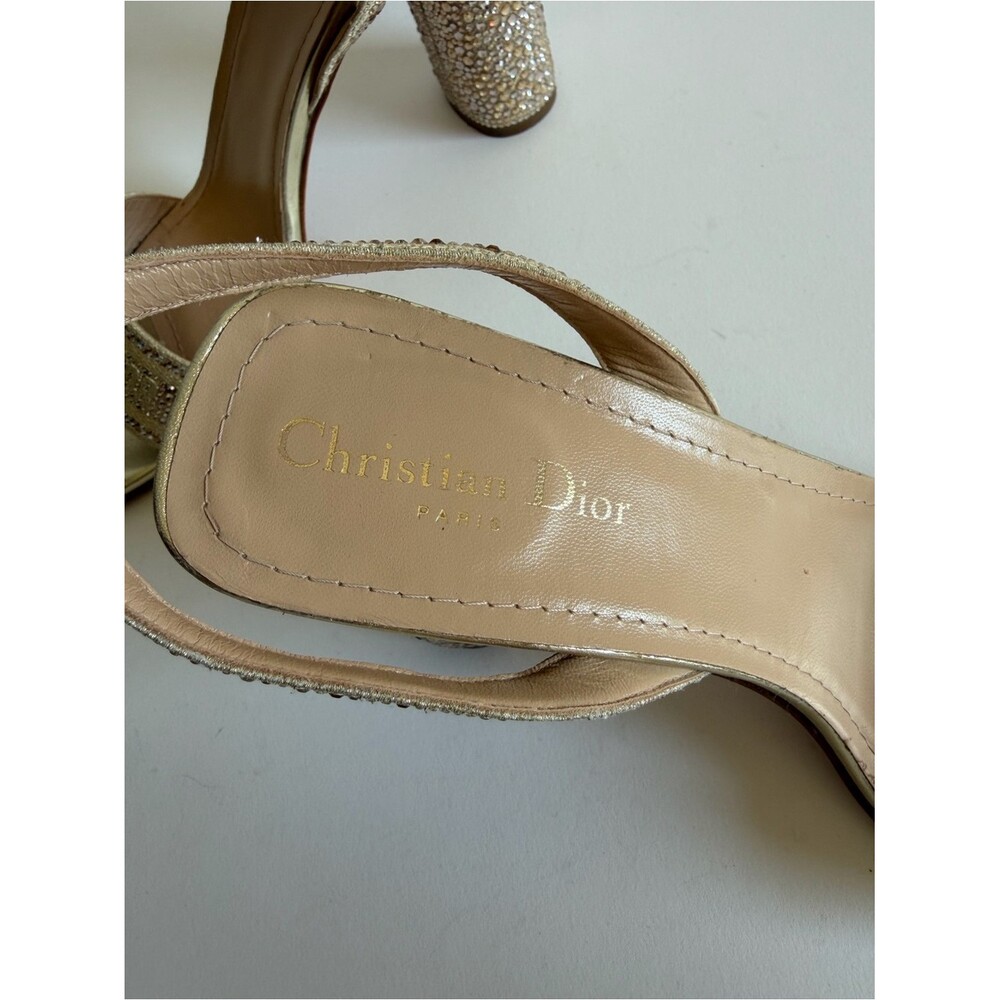 Christian Dior Dway Gold Crystals Sandal Heels - Picture 11 of 13